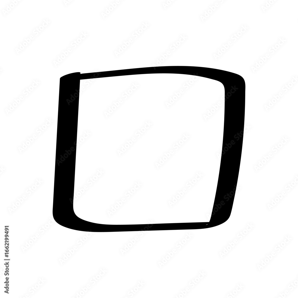 Aufkleber hand drawn checkbox outline in minimalist style with square shape, displayed without checkmark.