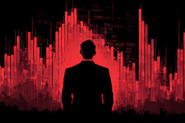 Stock market crash concept with red bar chart