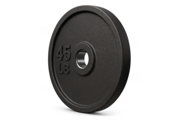 45 lb weight plate casting a shadow on transparent background