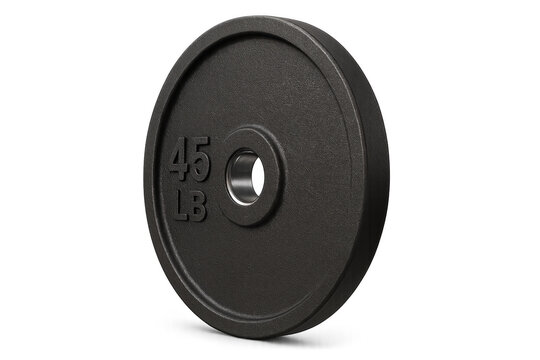 45 lb weight plate casting a shadow on transparent background