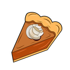 Colorful slice of pie with whipped cream topping. Tasty dessert illustration for menu, cafe, or bakery design.