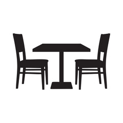 black silhouette chairs and table
