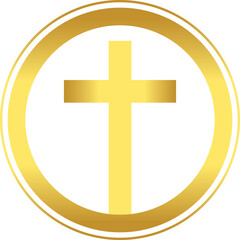 Obraz premium 종교-십자가-원형 프레임-골드-그라데이션