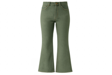 Green flared jeans isolated on transparent background