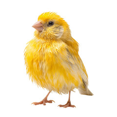 Png of charming yellow canary bird isolated on transparent background, capturing its vibrant plumage and endearing presence in a captivating studio portrait