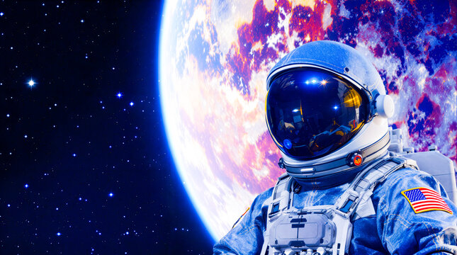 cosmos traveler astronaut cosmonaut planet portrait universe