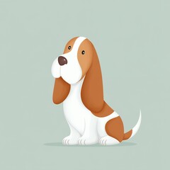 Cartoon Basset Hound With Long Ears Looks Adorable and Cheerful