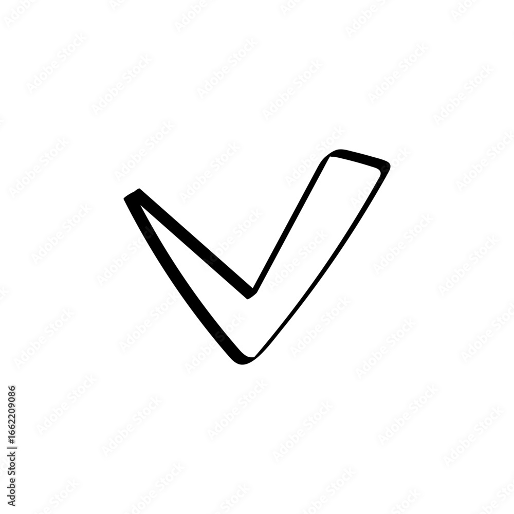 Aufkleber black check mark in square checkbox icon. hand drawn and simple style. represents selection.