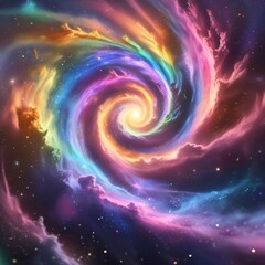 Obraz premium Colorful Milky Way-Style Spiral Galaxy Surrounded by Twinkling Stars and Nebula Clouds