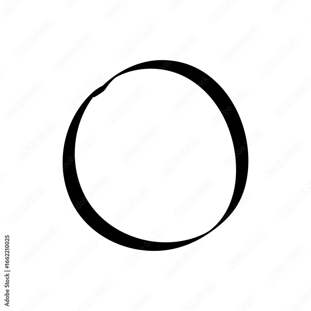 Aufkleber simple circle checkbox icon in a sketch style, featuring an unchecked state, representing choice.