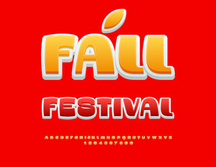 Vector Fashion invitation Fall Festival. Stylish Cool Font. Trendy Yellow Alphabet Letters and Numbers set