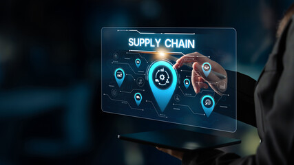 Supply chain processes with data-driven logistics, transportation, and distribution. enhances operations. Supply chain improves efficiency. Supply chain integrates logistics and delivery. Spline