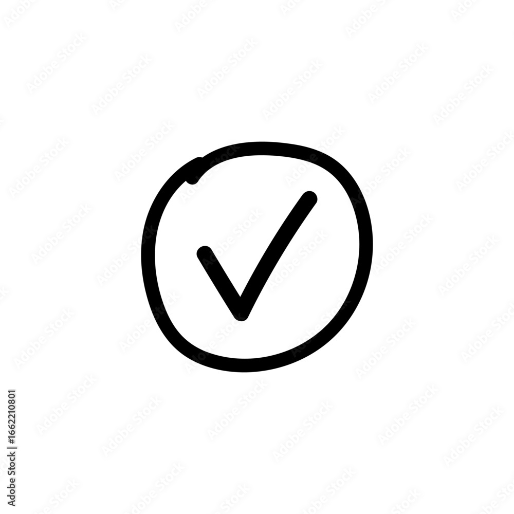 Poster a circular checkbox icon features a hand drawn style with a simple sketchy checkmark inside.