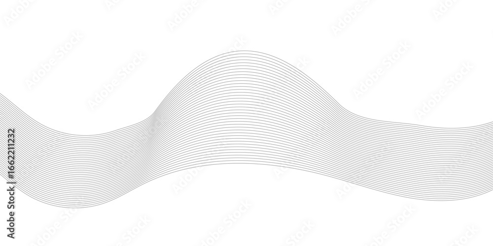 Poster Abstract wavy gray blend liens design on white background. Digital frequency track equalizer. Vector illustration, Wavy stylized it make using blend tool.