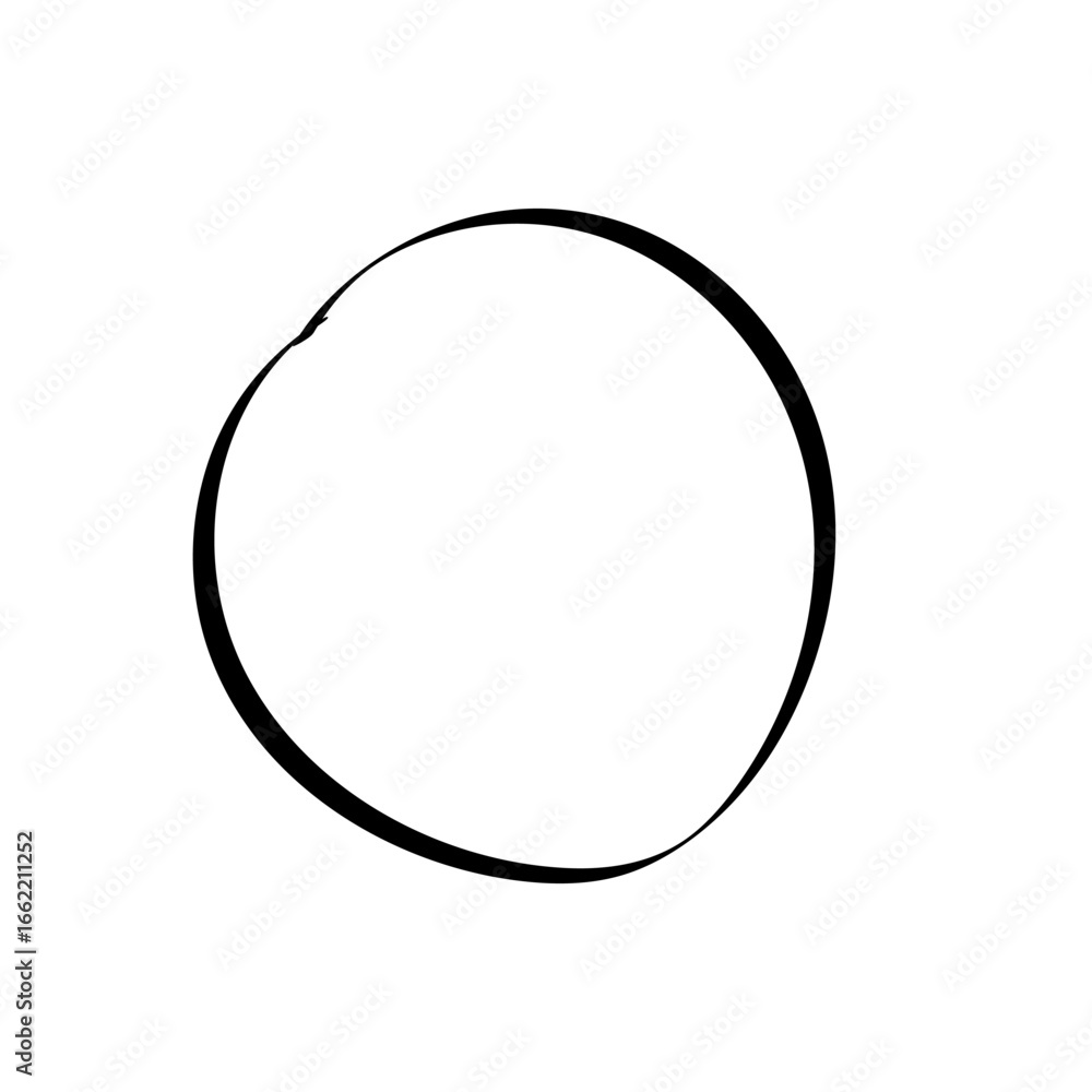 Poster circular checkbox icon with an empty center and sketched outline in hand drawn style.