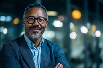 Confident Middle-Aged African American Businessman in Office Setting