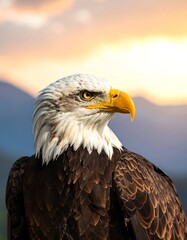 Obraz premium Bald eagle portrait at sunset (1)