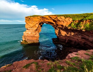 Coastal archway, vibrant colors