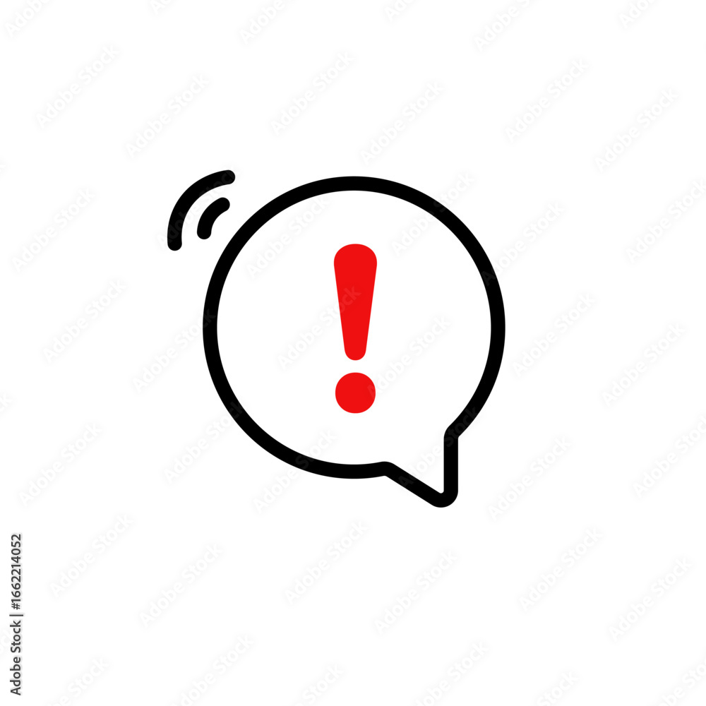 Aufkleber exclamation mark icon within a circle highlights alerts and important notifications with urgency.