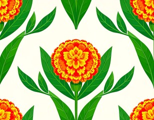 Vibrant orange and yellow flower pattern on white background