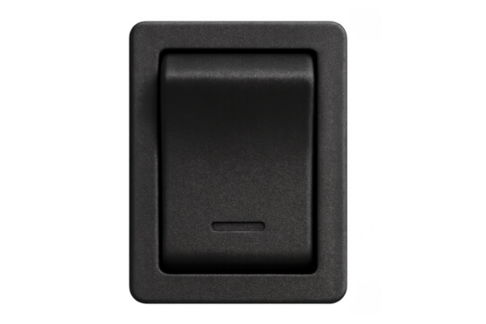 Black Toggle Switch in the Off Position on Transparent Background