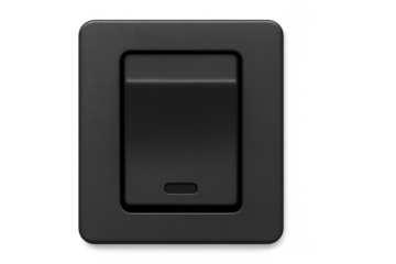 Black Electric Switch in the Off Position on Transparent Background