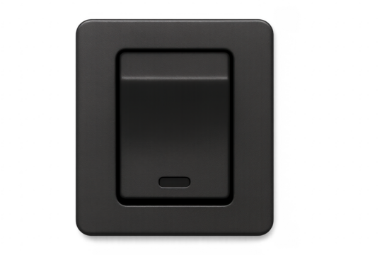 Black Electric Switch in the Off Position on Transparent Background