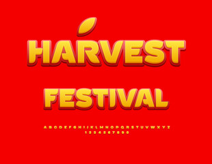 Vector Stylish invitation Harvest Festival. Unique Fashion Font. Awesome Alphabet Letters and Numbers set