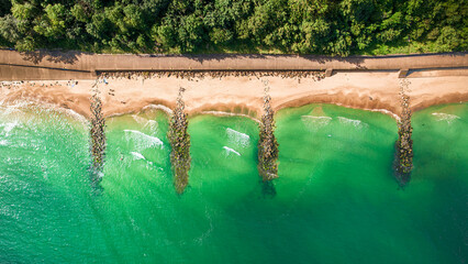 View from above summer tourism on Baltic Sea.