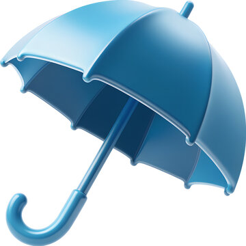set of blue umbrella 3d icon illustration transparent background