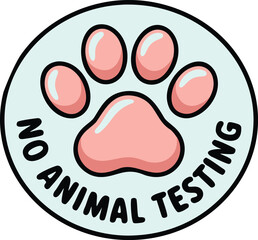 No animal testing seal with paw print, clean beauty and ethical manufacturing logo