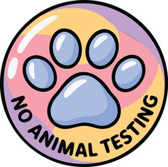 Cruelty-free certification badge with animal paw icon, no animal testing label for cosmetic packaging