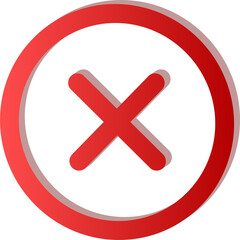  Gradient red 3D  cross symbol inside a circle isolated on transparent background