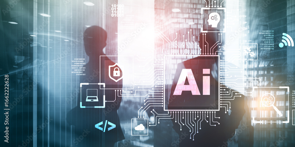 Aufkleber artificial intelligence processor concept. ai big data array. innovation concept 2025