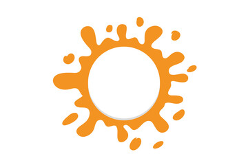 Orange paint splatter oval frame isolated on transparent background