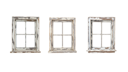 Old wooden window on transparent background png