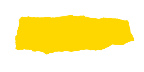 A bright yellow irregular shape on a black background with a slightly rough edge design element