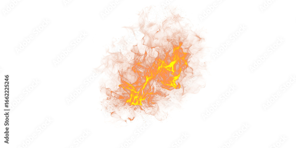 Poster a fiery explosion of orange and yellow flames isolated on a black background in a dynamic display of
