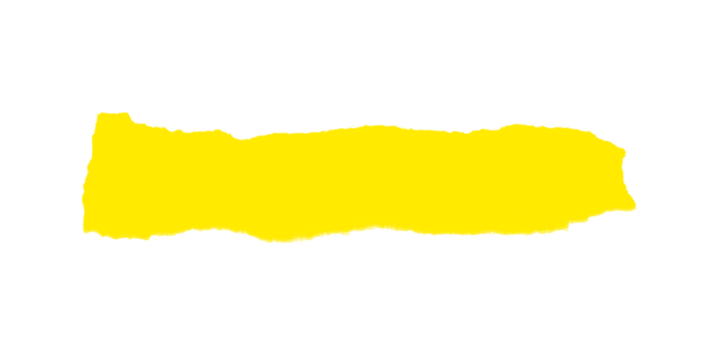 A bright yellow irregular rectangle shape against a stark black background in a simple composition