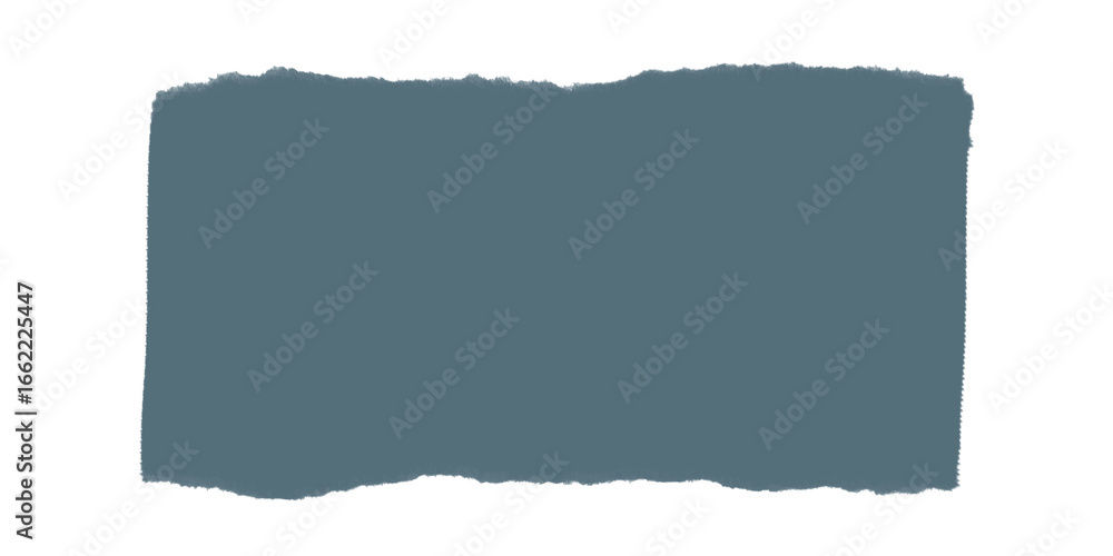 Poster a solid block of muted blue gray color set against a stark black background with sharp pixelated edg