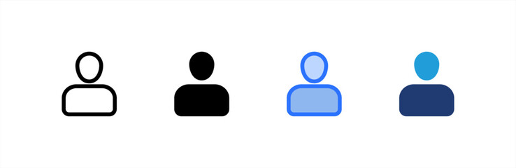 Person icon set multiple style collection. Vector illustration.