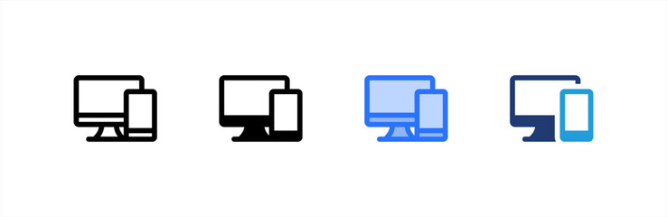 Device icon set multiple style collection. Vector illustration.