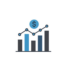 Business success Bar chart with dollar growth symbol