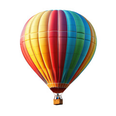 Fototapeta premium A colorful hot air balloon floating with joy, evoking a sense of adventure, isolated on white background