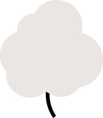 Stylized Cotton Tree with Gray Canopy and Curved Trunk Illustration