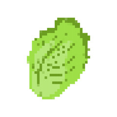 Fototapeta premium A pixelated green lettuce icon with a retro design, perfect for games or app decorations.