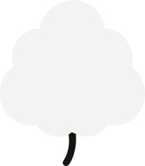 Stylized Cotton Tree with Fluffy Canopy and Curved Trunk Illustration