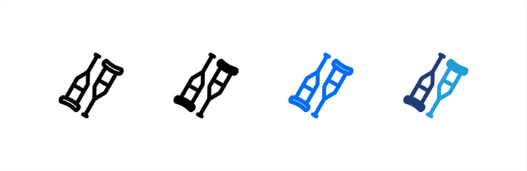 Crutches icon set multiple style collection. Vector illustration.