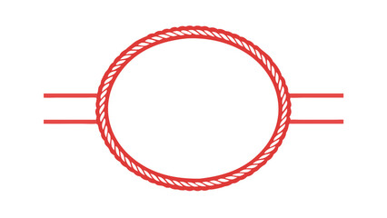 Red rope oval frame with horizontal lines on a white background simple graphic design element vector