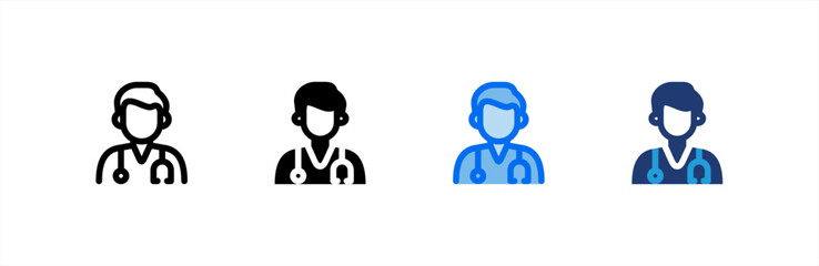 Doctor icon set multiple style collection. Vector illustration.